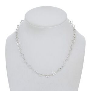 Vintage Italian Milor Sterling Silver 925 Open Heart Link Necklace 15.5"